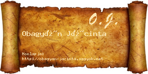 Obagyán Jácinta névjegykártya